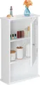 Relaxdays Badschrank, 3 Fächer, Lamellentür, geringe Tiefe, HBT 70 x 42 x 16,5 cm, platzsparend, Badezimmerschrank, weiß