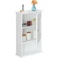 Badschrank, 3 Fächer, Lamellentür, Geringe Tiefe, Hbt 70 X 42 X 16,5 Cm, Platzsparend, Badezimmerschrank, Weiß - Relaxdays