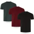 Fm London Herren-t-shirt (3/5er-pack) Herren T-Shirt , Schwarz, Burgunderrot, Grün (3er-pack), S