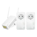 STRONG - Powerline 600 Triple Wi-Fi EU Set - 2 Powerline 600 Mbps + WLAN Adapter 300 Mbps, Fast-Internetzugang - integrierte Steckdose - 300 m Reichweite - Für alle Router - Hotspot + Ethernet - weiß