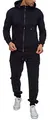 Reslad Trainingsanzug Herren Jogginganzug für Männer Sportanzug Freizeitanzug Jogginghose + Zip Sweatshirt Oberteil RS-5063 Schwarz 2XL