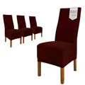 Scheffler Home Stuhlhussen Emma Braun 4er Set aus Jersey Baumwolle – Elastische Stuhlbezüge für Hochlehner und Polsterstühle, waschbar und formstabil, Oeko-TEX Zertifiziert