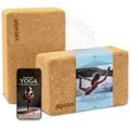 ALPIDEX Yogablock 2er | 4er Set inkl. E-Book mit 100 Übungen ökologisch nachhaltig Naturkork Korkblock Yoga Block Blöcke | 7 Jahre Garantie auf Material* - 2 Stück