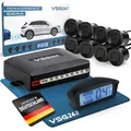 VSG24 Echo Plus Einparkhilfe Set vorne & hinten mit Display & 8 Sensoren – robuste Parkhilfe für Fahrzeuge, Wohnmobil & Transporter – LED-Anzeige & akustischer Warner – bis 12 m – 12V PDC Nachrüstset