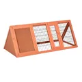 PawHut Kleintierstall 3-eckig Kleintierstall mit Freigehege Auslauf Orange 118 x 50 x 45 cm
