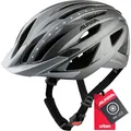 Alpina Haga LED - Stoßabsorbierender, Beleuchteter und Optimal Anpassbarer Fahrradhelm Mit Integriertem LED-Licht für Erwachsene, darksilver matt, 52-56 cm