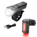 Fischer LED Fahrradlampe Set 50363, USB, 30 lm, schwarz