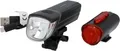 FISCHER TWIN Akku Fahrrad-LED USB Beleuchtungs-Set 30 Lux 360 Grad Rückleuchte