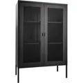 ebuy24 Melbourne Vitrinenschrank mit Drahtgittertüren Schwarz
