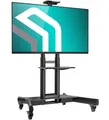 ONKRON TV Ständer rollbar für 40-70 Zoll Fernseher, max Last 55.5 kg, TV Standfuss höhenverstellbar mit Ablage, max VESA 600x400, professioneller Wagen Fernsehständer mit Rollen Schwarz TS1551-B