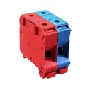 WITTKOWARE 35mm² AC/DC Hochstrom Klemmenblock für 35mm DIN-Hutschiene, 125A/800V, rot/blau