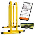 Lebert Fitness Dip Bar Stand – Original Equalizer Total Body Strengthener Pull Up Bar Home Gym Übungsgerät Dipping Station – Hip Resistance Band, Trainingsanleitung und Online Gruppe – gelb