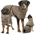 Rudelkönig Hundebademantel aus 100% Baumwolle, Saugstarker Hundebademantel, Hunde Bademantel, Kuscheliges Hundehandtuch grau M