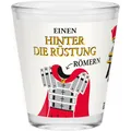 Lustiges Schnapsglas mit Spruch "Einen hinter die Rüstung römern" von Sheepworld