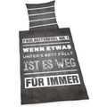 Herding Sprüche Bettwäsche 80x80+135x200 cm Faulheitsregel schwarz Bettbezug
