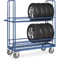 Fetra Reifenwagen 4596, aus Metall, blau, für 12 Reifen, 2 Etagen, mit Feststellbremse, Tragkraft 400 kg, 1600 x 620 mm