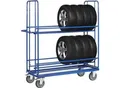 Reifenwagen Fetra 4596, bis 400 kg, 2 Etagen mit variabel einhängbaren Reifenträgern, Ladefläche L 1420 x B 610 mm, Drahtgitterboden, TPE-Bereifung
