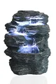 Arnusa Springbrunnen Niagara mit LED Beleuchtung IN-&Outdoor Zimmerbrunnen Gartenbrunnen Luftbefeuchter, Grau Natur