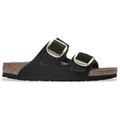 Birkenstock für Damen. 1023290 Leder-Sandalen Arizona Big Buckle Lenb (Schmale Passform) schwarz (39), Wohnung, Keine, Lässig