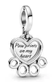 PANDORA Schmuck Silber Charm-Anhänger Herzen und Pfotenabdruck 799360C00