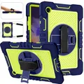Für Samsung Galaxy Tab A8 2021 X205 X200 aufstellbare Outdoor Hybrid Blau / Grün 360 Grad mit Halte-Schlaufe Tablet Tasche Etuis Cover Case Schutz R