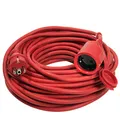 as - Schwabe Gummi-Verlängerungsleitung, 5 m H05RR-F 3G1,5 Kabel mit Schutzkontaktstecker und Schutzkontaktkupplung inkl. Schutzkappe, Verlängerungskabel 230V, 16A, IP44, Rot, 60205