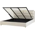Polsterbett Aus Samtstoff Beige 180 X 200 Cm Mit Bettkasten Hochklappbar Doppelbett Elegantes Modernes Design