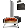 VEVOR Tragbarer Pizzaofen Outdoor 304,8 mm, Gas Holzpellets Holzkohle Pizzaofen, Edelstahl Pizzaofen, Max. 540 °C Holzpelletsschaufel & Pizzastein...