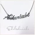 ANKERLIEBE als Schriftzug an Halskette in 925/- Sterling Silber rhod. 46-49cm