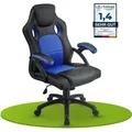 Juskys Racing Schreibtischstuhl Montreal (blau) - Gaming Stuhl ergonomisch, höhenverstellbar & gepolstert, bis 120 kg - Bürostuhl Drehstuhl - Schwarz