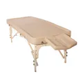 Mobile Ayurveda Profi Massageliege aus Holz - 202 cm x 81 cm - 2 Zonen - Klappbar - mit Kopfpolster, Tasche etc. - leicht zu reinigen - höchste Qualität - Perfekt für Ölmassage (Beige)