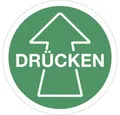 König Werbeanlagen Hinweisschild Aufkleber Piktogramm Drücken mit Pfeil, Folie, Ø 100 mm