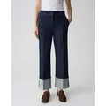 OPUS PANTS 5-Pocket-Jeans MOIRA CLEAN mit XL Aufschlag Mid Rise Cropped, französische Taschen, XL-Aufschlag am Saum 44