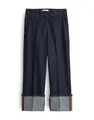 OPUS PANTS Damen Jeans | Moira CLEAN Cropped Wide Jeans mit XL Aufschlag Mid Rise Dark Rinsed Blue, 44
