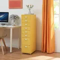 Rollcontainer Kökar mit 8 Schubladen 109x28x41 cm Gelb [en.casa]