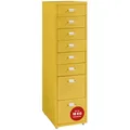 [en.casa] Rollcontainer Kökar Schubladenschrank Metall Aktenschrank mit 8 Schubladen Bürowagen mit Rollen für Arbeitszimmer 109 x 28 x 41 cm Gelb