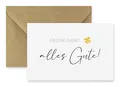 Merz Designkarten 1 edle Premium-Geburtstagskarte Klappkarte Abschied, Pension, Rente Mutterschutz 10,5x14,8cm - mit einem Naturumschlag für die Zukunft Alles Gute, Grußkarte, Weiß Gold