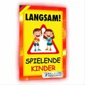 Sachverständigen-Zubehör® Achtung Kinder Sicherheit Schild XXL aus Metall [3 mm] mit Reflektoren [reflektierend leuchtend] Verkehrsschild Warnschild 30 x 20 cm Pylonen Warn Aufsteller Spielstrasse