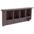 DESIGN DELIGHTS RUSTIKALE WANDGARDEROBE MIT Regal Vintage 70 | 70x27x11cm (BxHxT), Recyclingholz | Kleiderhaken, Garderobenleiste aus Altholz, Used-Look | Farbe: 03 Dunkelbraun