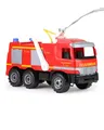 Lena 02058 - Starke Riesen Feuerwehr Mercedes Benz Actros, ca. 65 cm,großes Feuerwehrauto mit 3 Achsen, 1,5 Liter Wassertank, Wasserkanone bis 8 Meter, robustes Spielfahrzeug für Kinder (3 Jahre), Rot