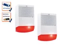 2 Stk Dummy Sirene mit blinkender LED Batteriebetrieb Alarmanlagen Attrappe Haus