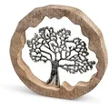formano Dekofigur Deko Lebensbaum aus Alu Mango Holz zum stellen 30 cm Tischdeko beige