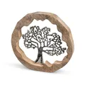 Ring 30 cm mit Lebensbaum Aluminium Mango Holz Baum des Lebens 509802 formano
