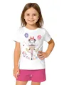 Disney Minnie Mouse Schlafanzug für Mädchen Kinder Pyjama Set Kurzarm Oberteil mit Hose Weiß/Pink (as3, Numeric, Numeric_98, Numeric_104, Regular, 98-104)