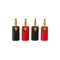 4 x Dynavox High-End Bananenstecker Set Federstecker vergoldet Blisterverpackung