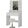 Vicco Schminktisch Taylor Weiß 80 cm mit LED Beleuchtung und Hocker