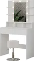 Schminktisch Vicco Taylor Weiß 80 cm mit LED Beleuchtung und Hocker, Model 41305
