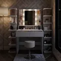 Vicco - Schminktisch Taylor, Weiß, 80 Cm Mit Led Beleuchtung Und Hocker