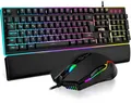 Gaming Tastatur und Maus Set QWERTZ DE-Layout Metallplatte und Handballenauflage