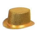 Boland - Hut, glänzender Zylinder, flache Hutkrempe, Karneval, Halloween, Fasching, Mottoparty, Kostüm, Accessoire, Theater, Verkleidung, Gold